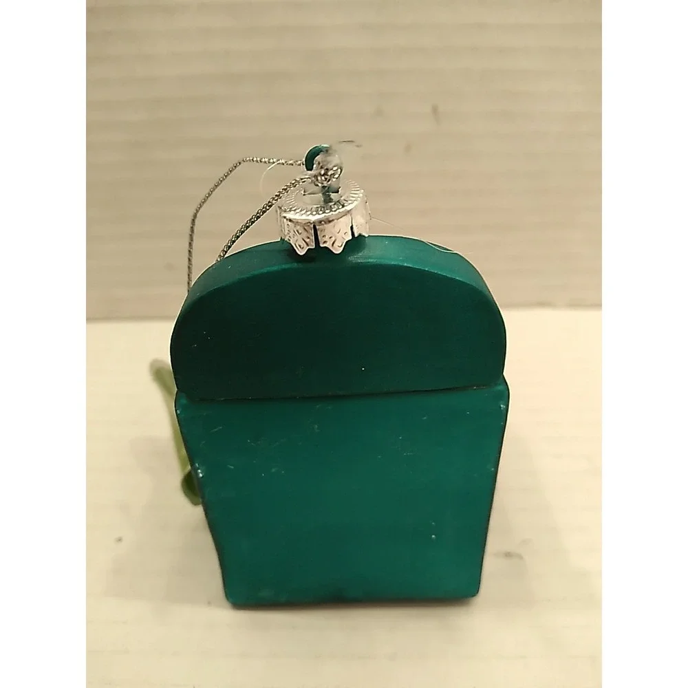 Ashland Retro Oven Glass Christmas Tree Ornament Teal Color With Black Stove Top